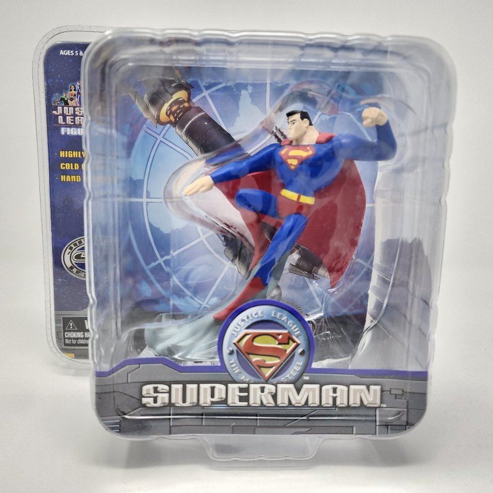 2005 Justice League Cartoon Network Cold Cast 4.5" Superman Figurine Hand Paint